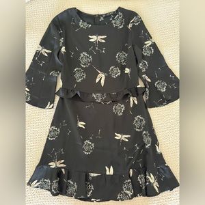 Black / dragonfly print mini dress